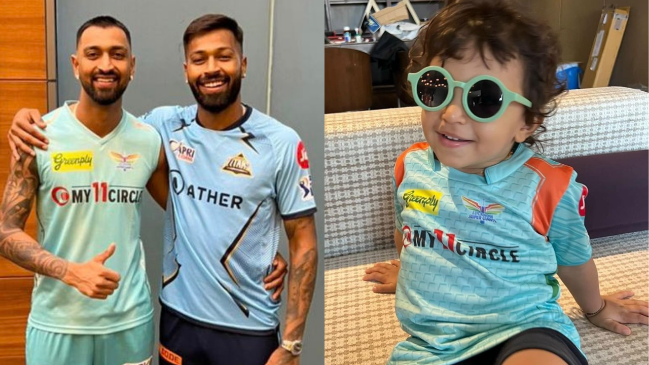 Krunal and Hardik Pandya with Agastya