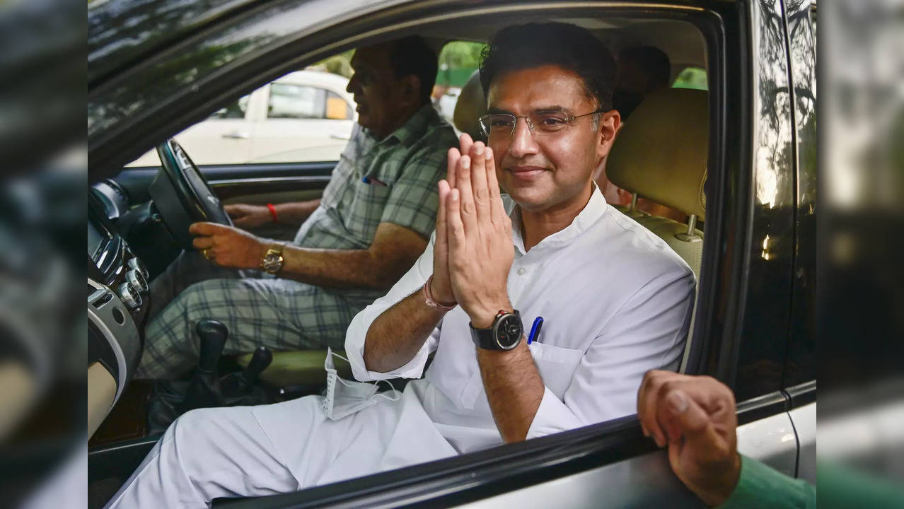 New Delhi: Rajasthan Congress leader Sachin Pilot after meeting with Congress Pr...