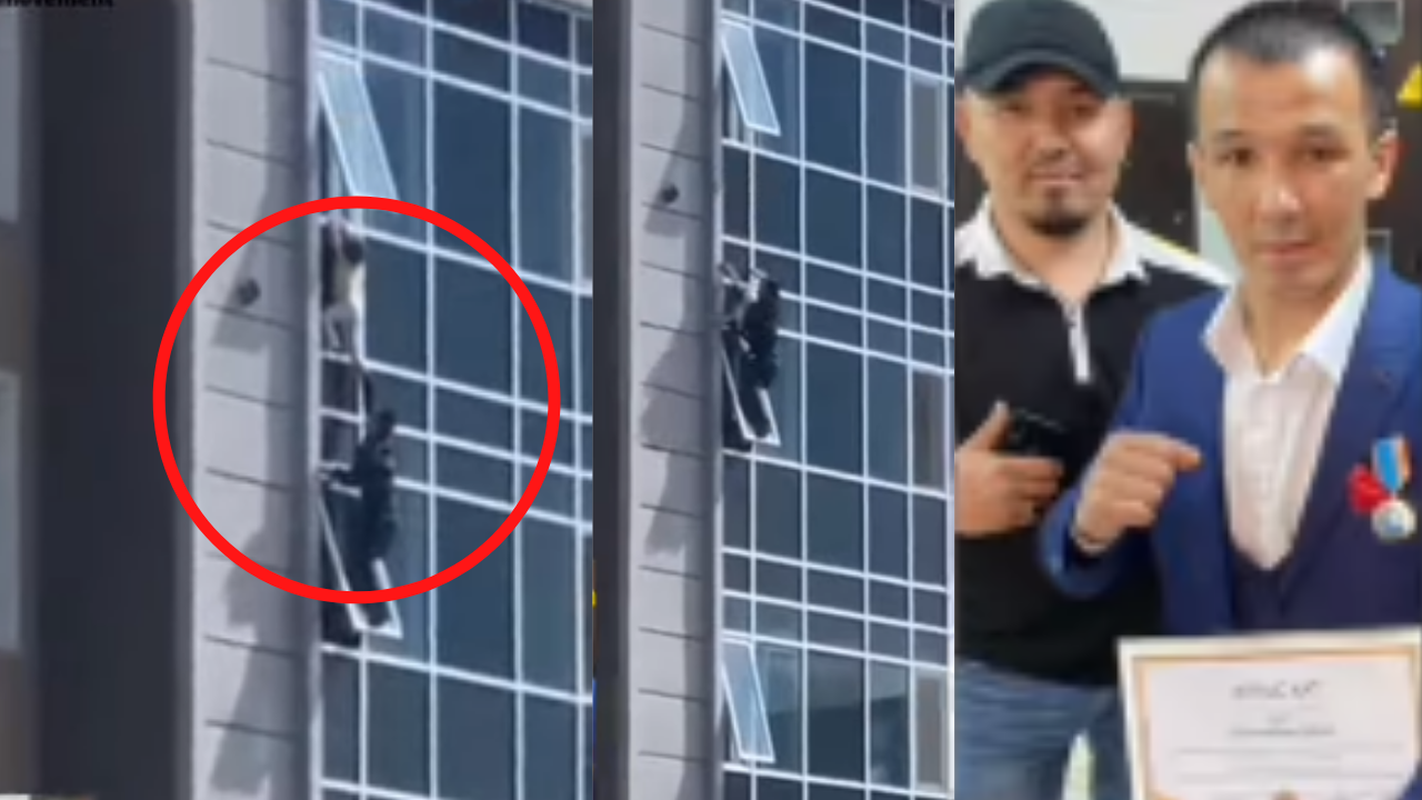 Watch: Man climbs out of window to rescue toddler hanging from 8th floor in  Kazakhstan