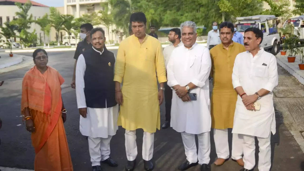 BJP leader Biplab Kumar Deb after submitting his resignation as chief minister of Tripura