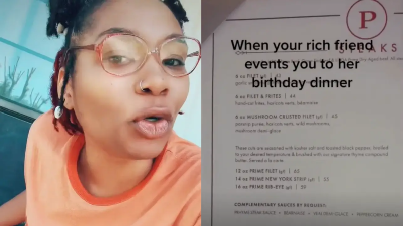 Woman mistakes prices on menu for calories after 'rich friend' invites her to dinner
