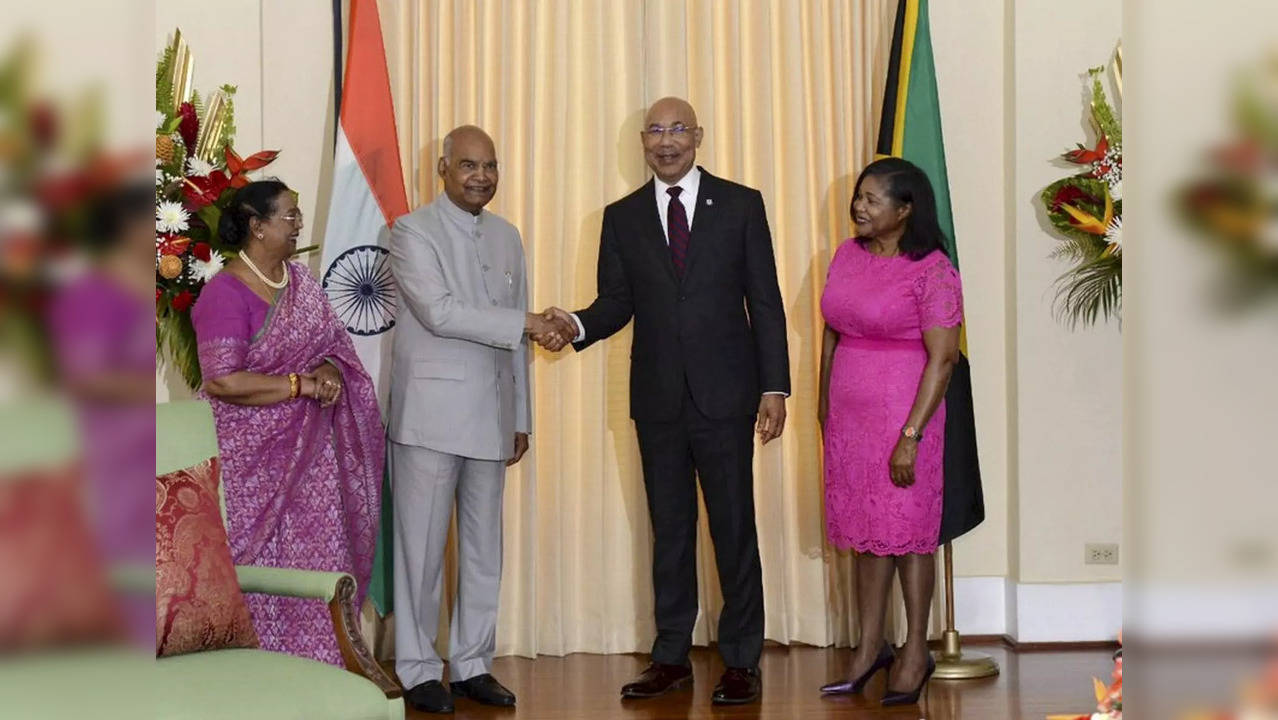 Indian President Ram Nath Kovind on a visit to Jamaica in May 2022