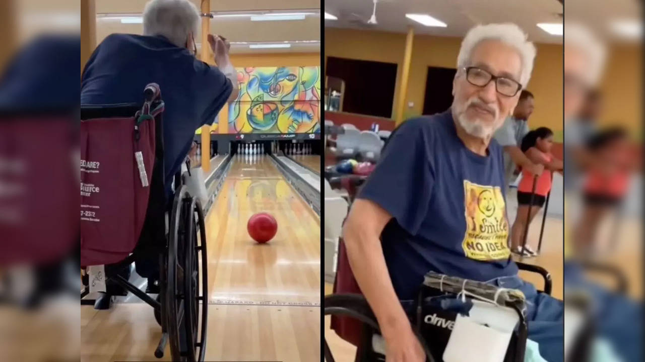 Viral video 90-year-old man who uses wheelchair goes bowling for the first time; internet loves it Viral News, Times Now