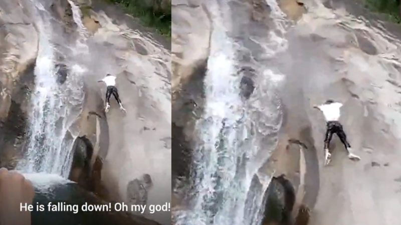 Man falls from waterfall, slams into bed of rocks in China