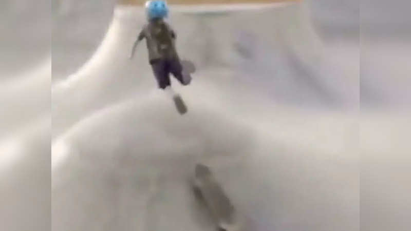 Young boy flies off skateboard trying to jump over a mound | Image credit: Twitter