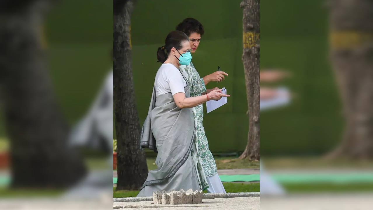New Delhi: Congress President Sonia Gandhi and party General Secretary Priyanka ...