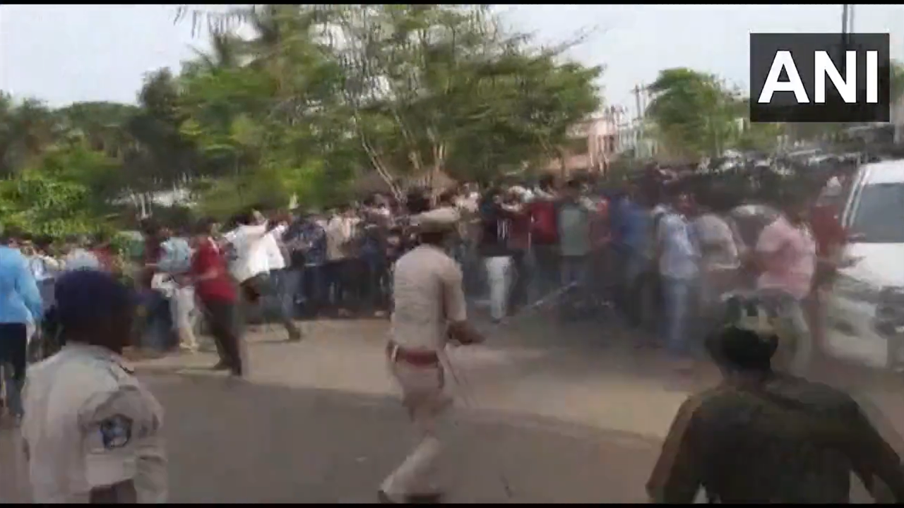 People stage a protest in Andhra Pradesh over renaming of Konaseema district