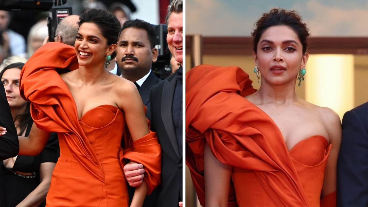 Deepika Padukone wore a custom red Louis Vuitton gown on the