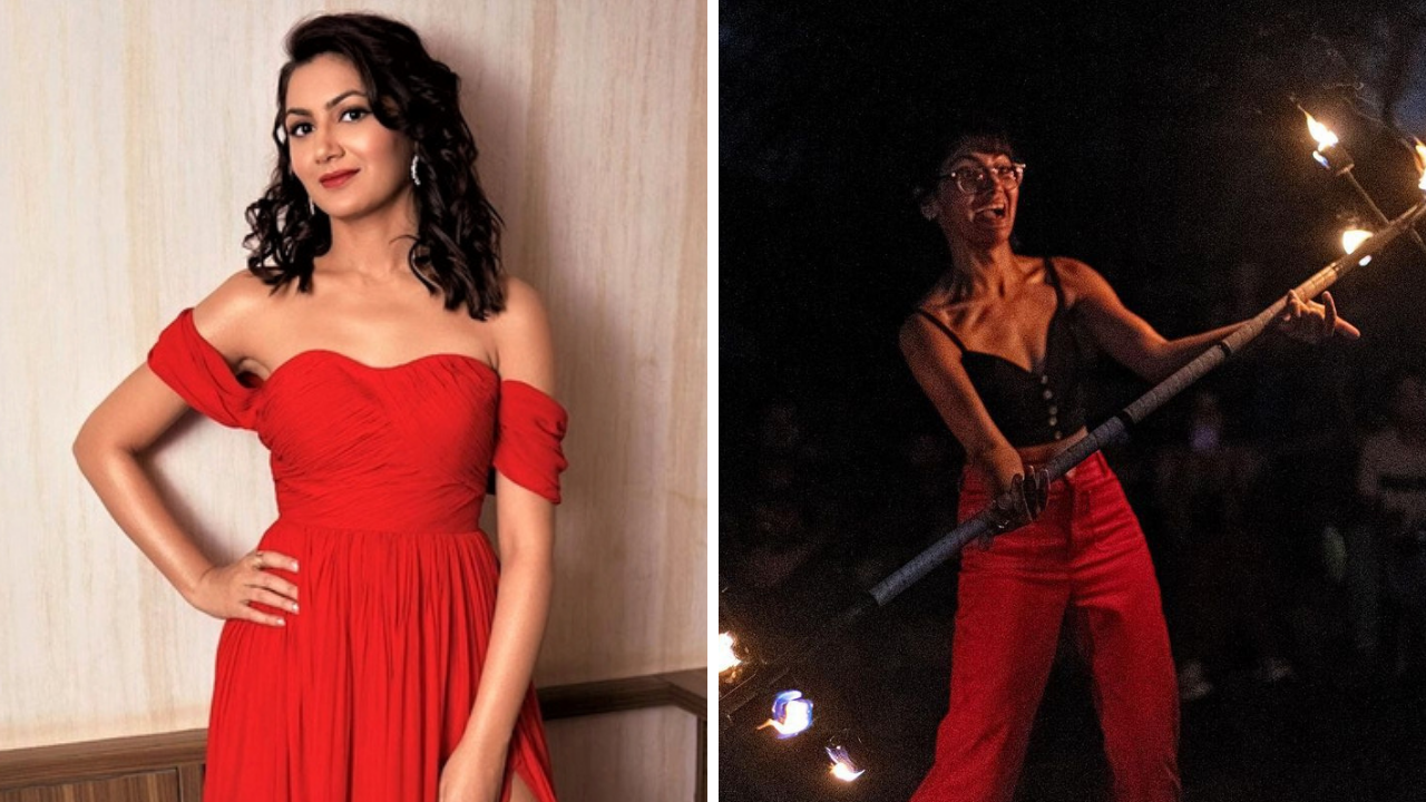 Sriti Jha learns fire dancing 