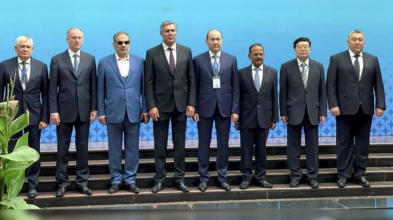 Dushanbe: NSA Ajit Doval in a group photograph with national security advisors/s...