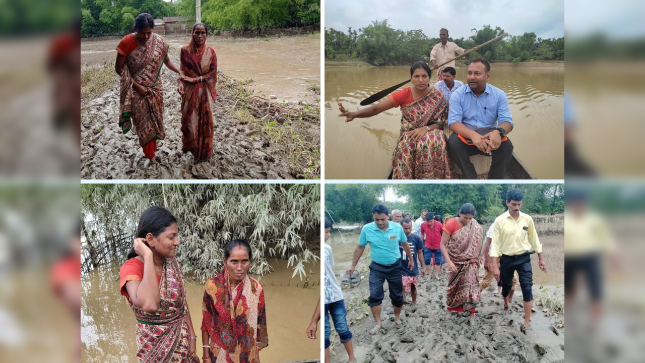 Keerthi Jalli with flood-hit people of Assam