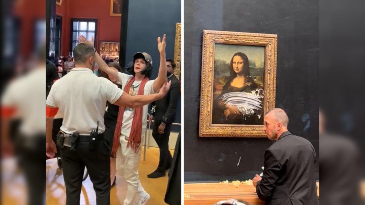 Man dressed as woman tries vandalising the Mona Lisa