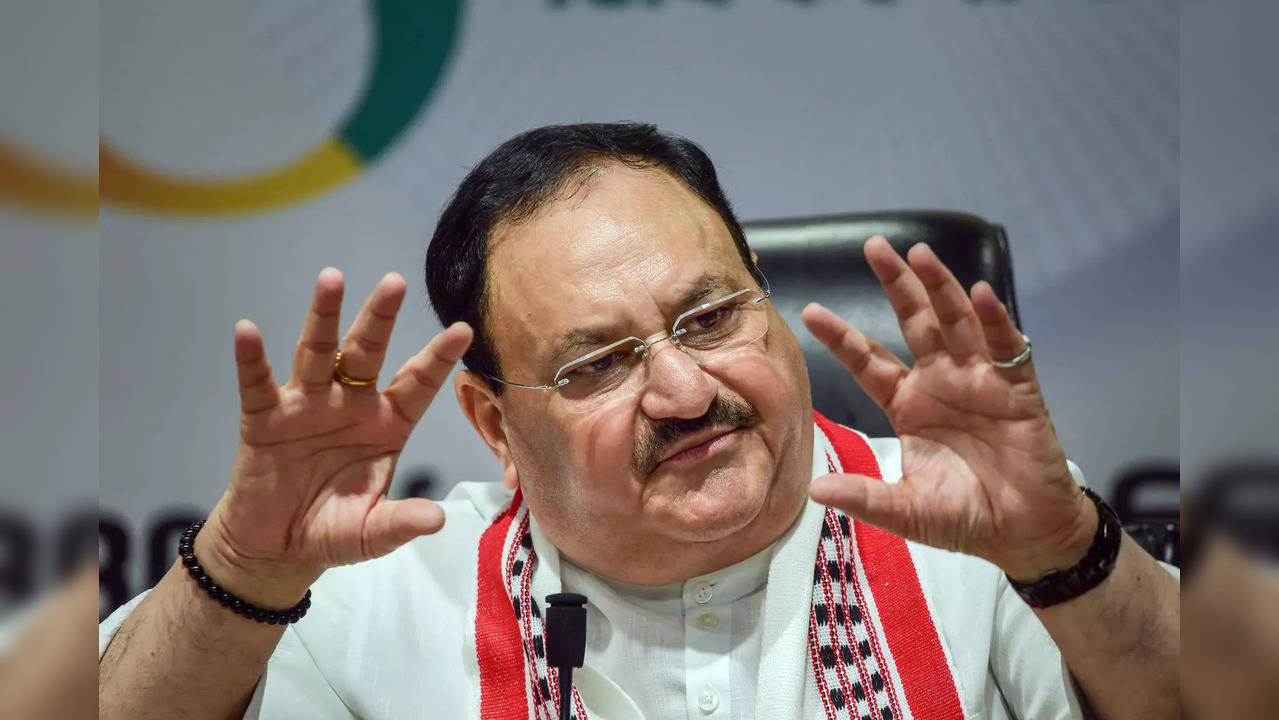 New Delhi: BJP National President J.P. Nadda addresses a press conference, at BJ...