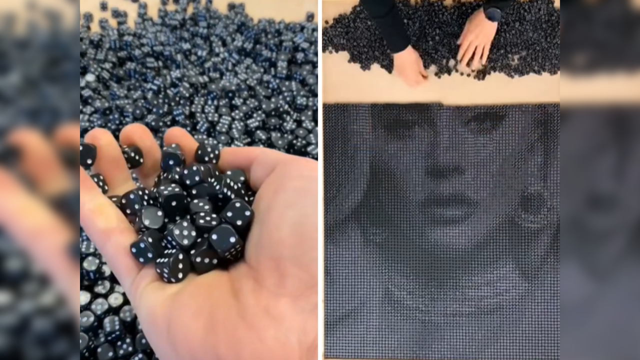 Artist creates Lady Gaga portrait using only dice