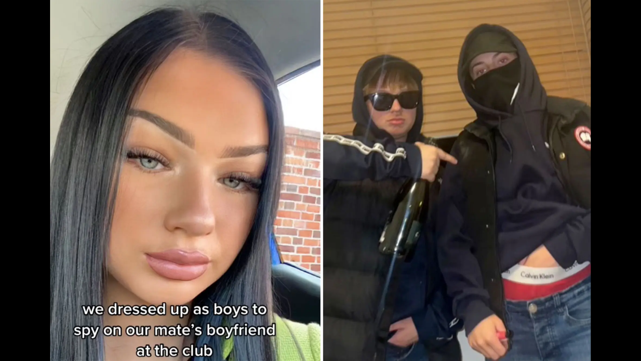 Two women dress up as men to spy on their friend's 'cheating boyfriend'