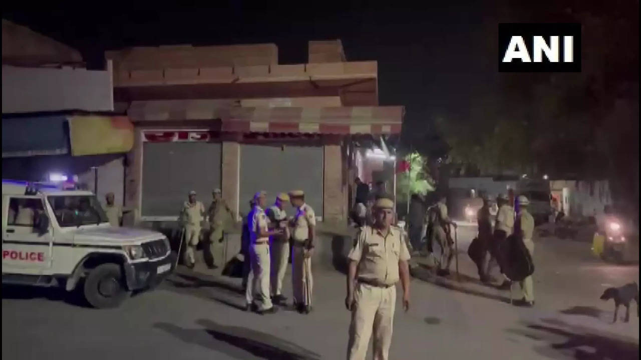 Police deployed after a clash broke out between two groups in Soorsagar