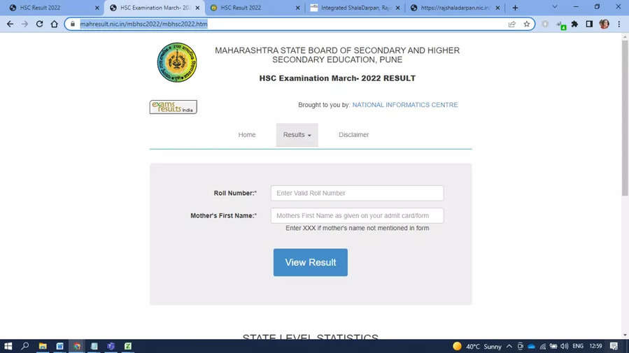 HSC Results 2022 declared link to check mahresultnicin active