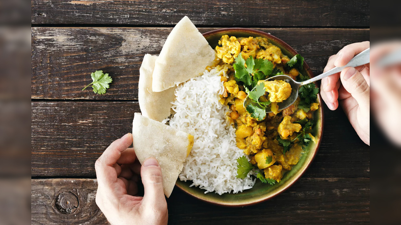 For every meal, while enjoying a bowl of rice, take more vegetables or dal as compared to chawal – this helps make the meal healthier and more filling. Stick to a 1/3rd serving – with one part of rice and three parts of curry.