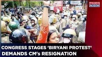Congress holds biryani protest against gold scam and demands CMs resign now