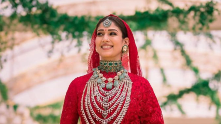 Buy Red Banarasi Silk Mirror Lehenga Style Saree Online : USA, UK -