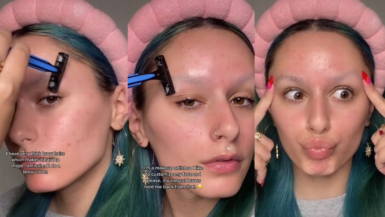 Woman shaves eyebrows off every other day as it makes it easier to put on make-up