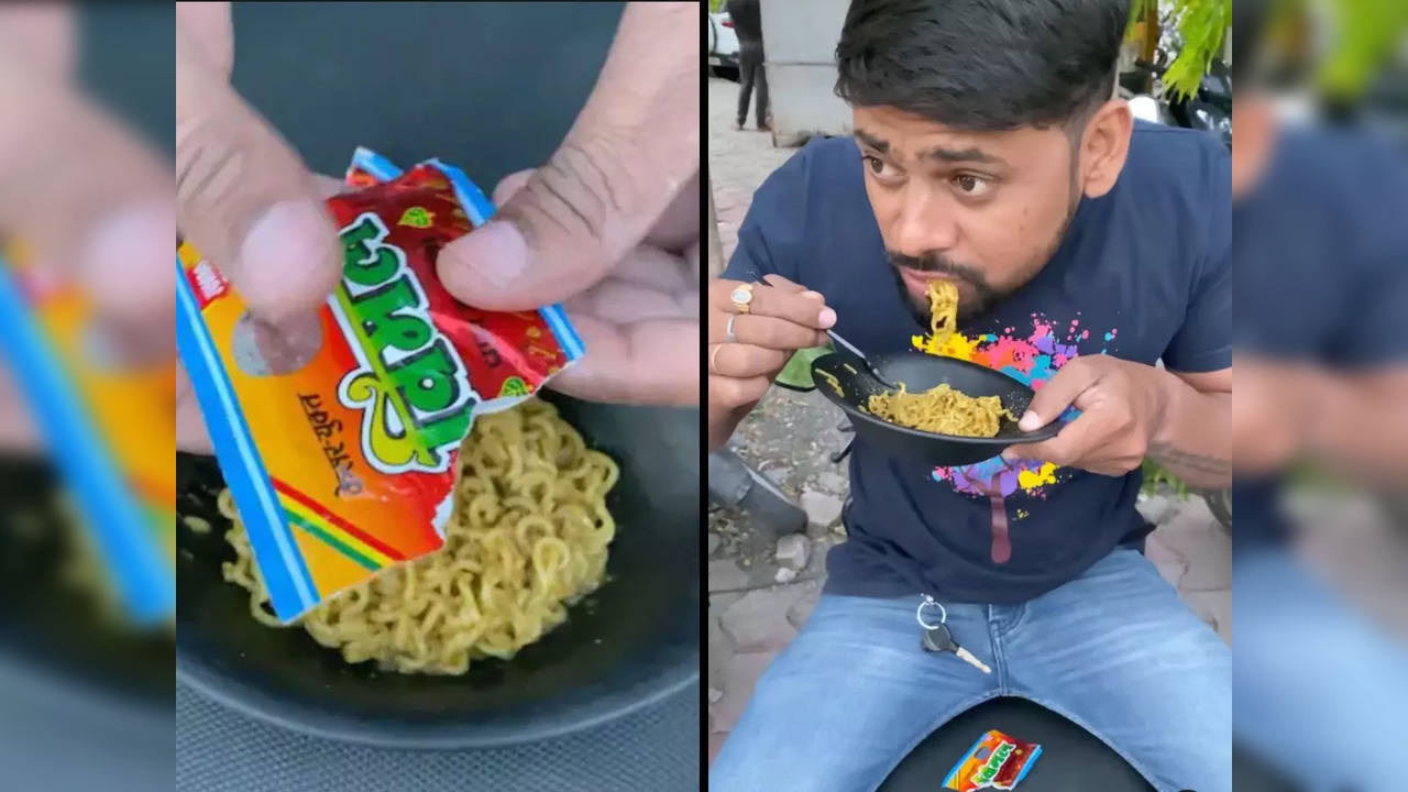 Indore man mixes Vimal pan masala with Maggi | Picture courtesy: Instagram/ r_bam_tv7