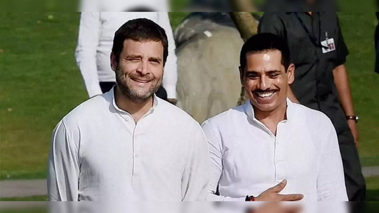 Congress leader Rahul Gandhi and his brother-in-law Robert Vadra