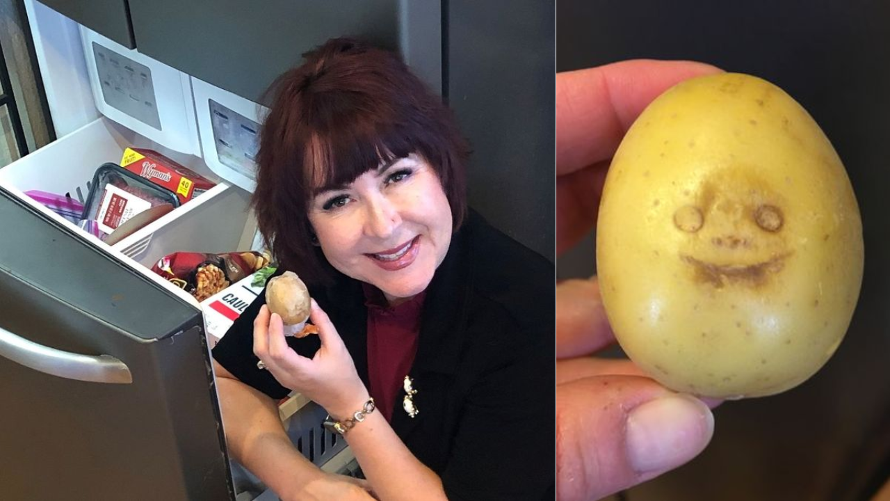 Woman keeps 'smiling' potato in the freezer for 5 years because it looks 'friendly'