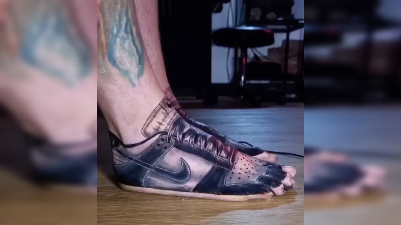 Man gets 'Nike' Shoes tattooed on his feet