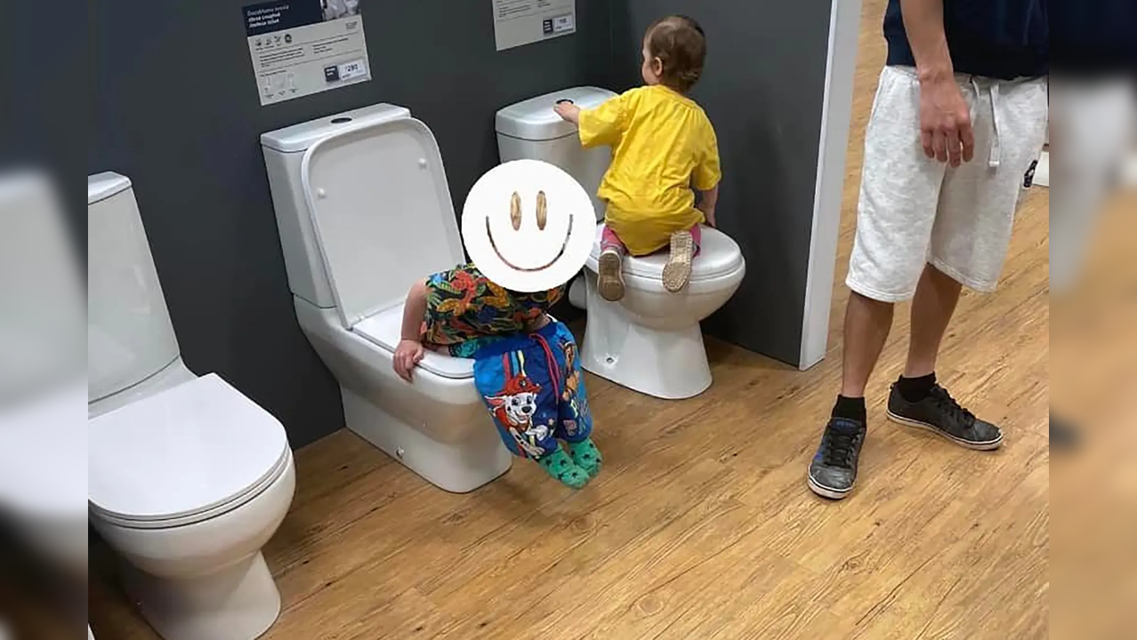 Boy uses store's display toilet to poop​
