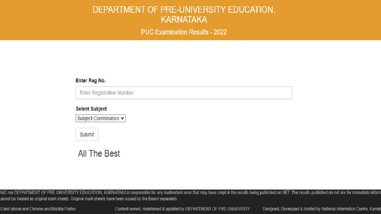 karresults.nic.in 2022 PUC Result