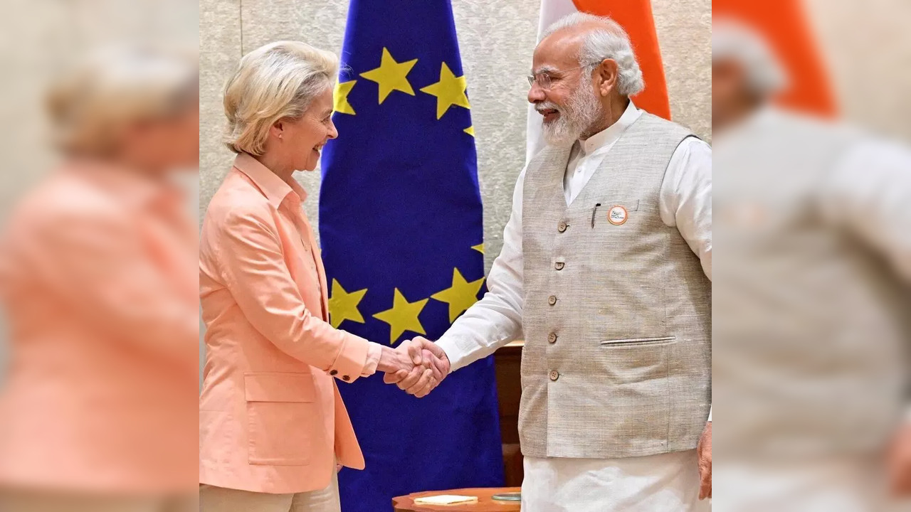 EU President Ursula von der Leyen with PM Narendra Modi