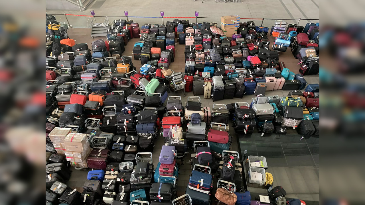 Heathrow luggage pile-up