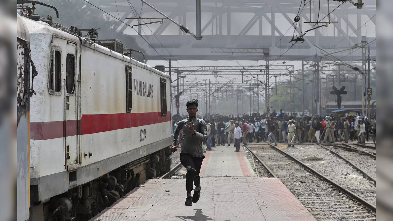 Protests at Secunderabad railroad station in Hyderabad