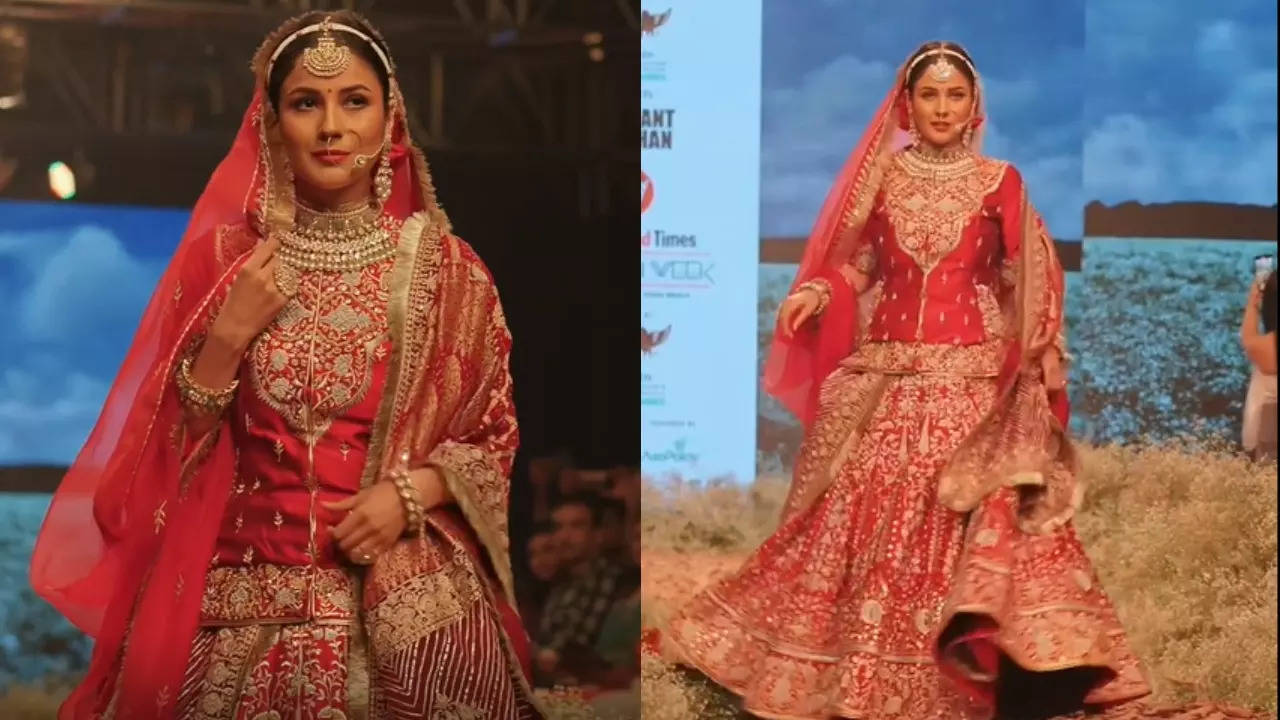Shehnaaz Gill is 'most gorgeous Punjabi bride' as she twirls in red lehenga, grooves to Sidhu Moose Wala's song - WATCH