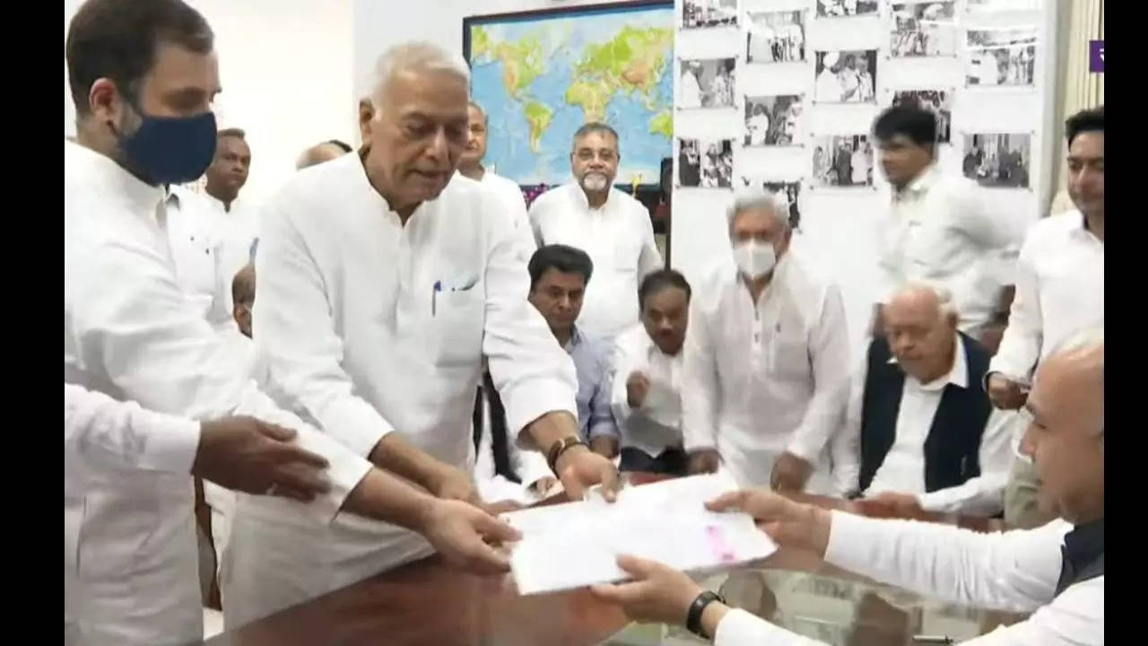 Opposition presidential candidate Yashwant Sinha files nomination