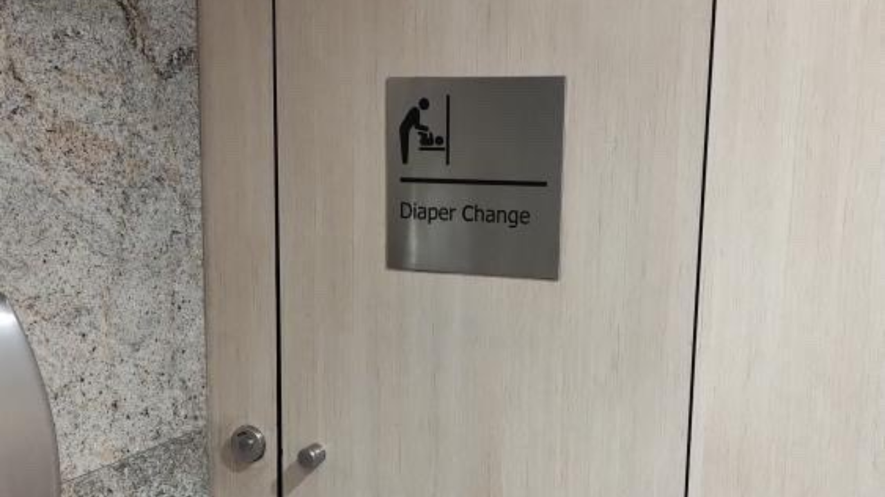 Passenger spots diaper-changing room in men's washroom at Bengaluru airport