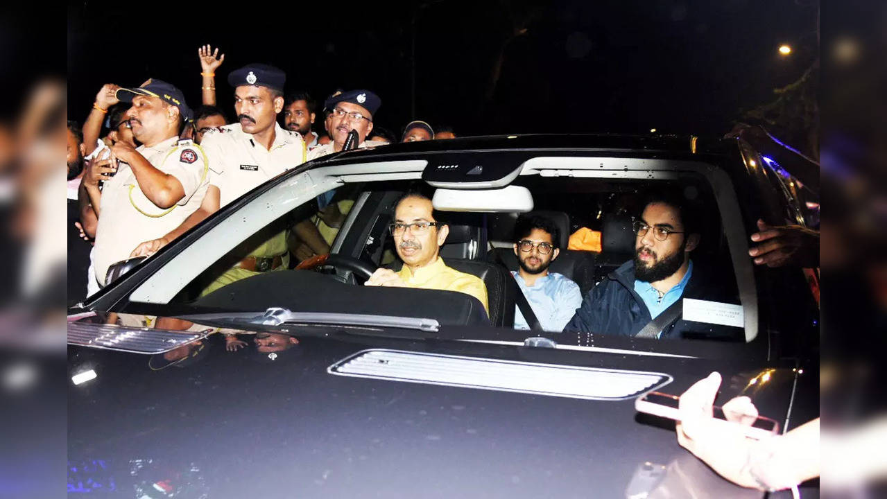 Mumbai: Shiv Sena leader Uddhav Thackeray arrives to submit his resignation from...