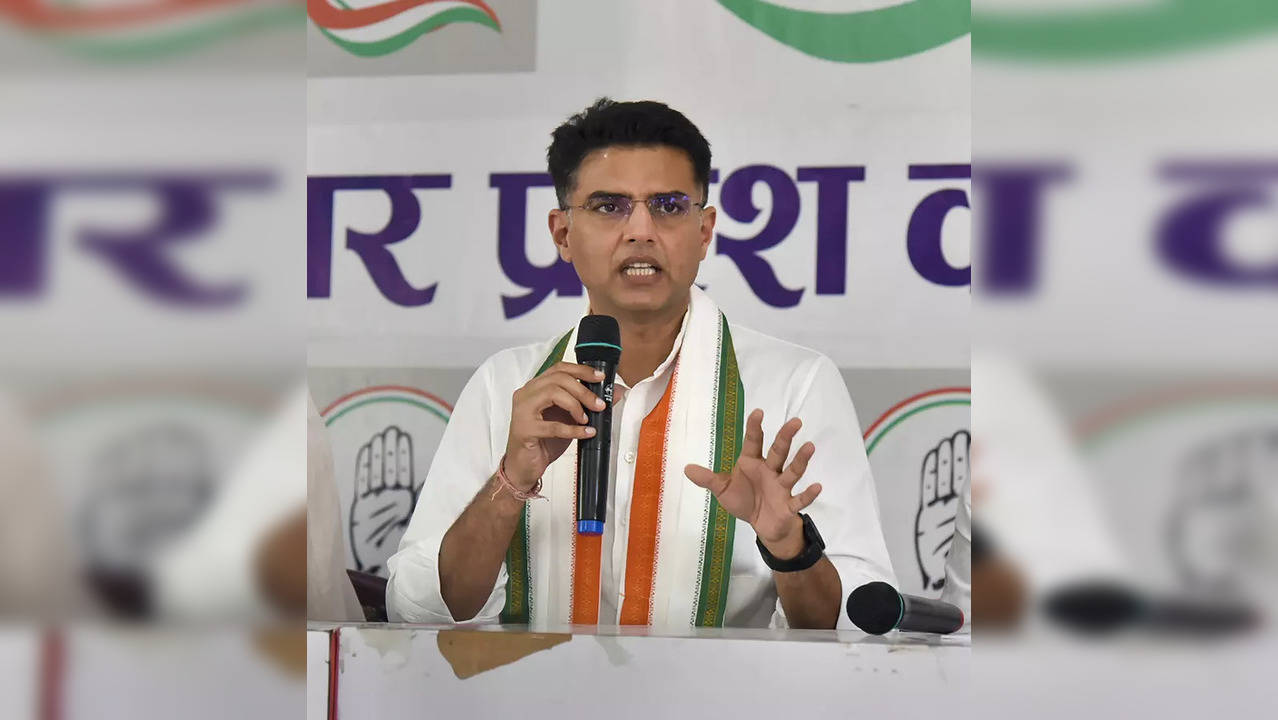 Lucknow: Congress leader Sachin Pilot addresses a press conference at UPCC headq...