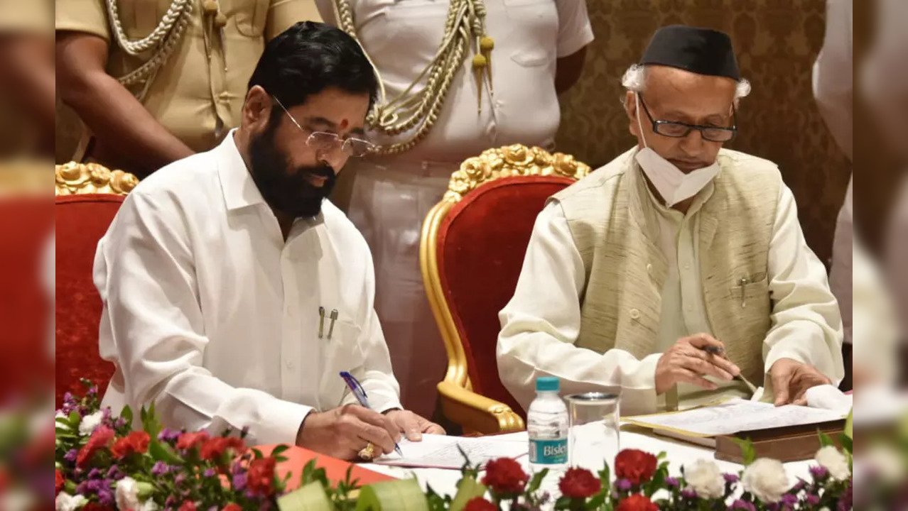 Mumbai, June 30 (ANI): Eknath Shinde after taking oath as the Chief Minister of ...