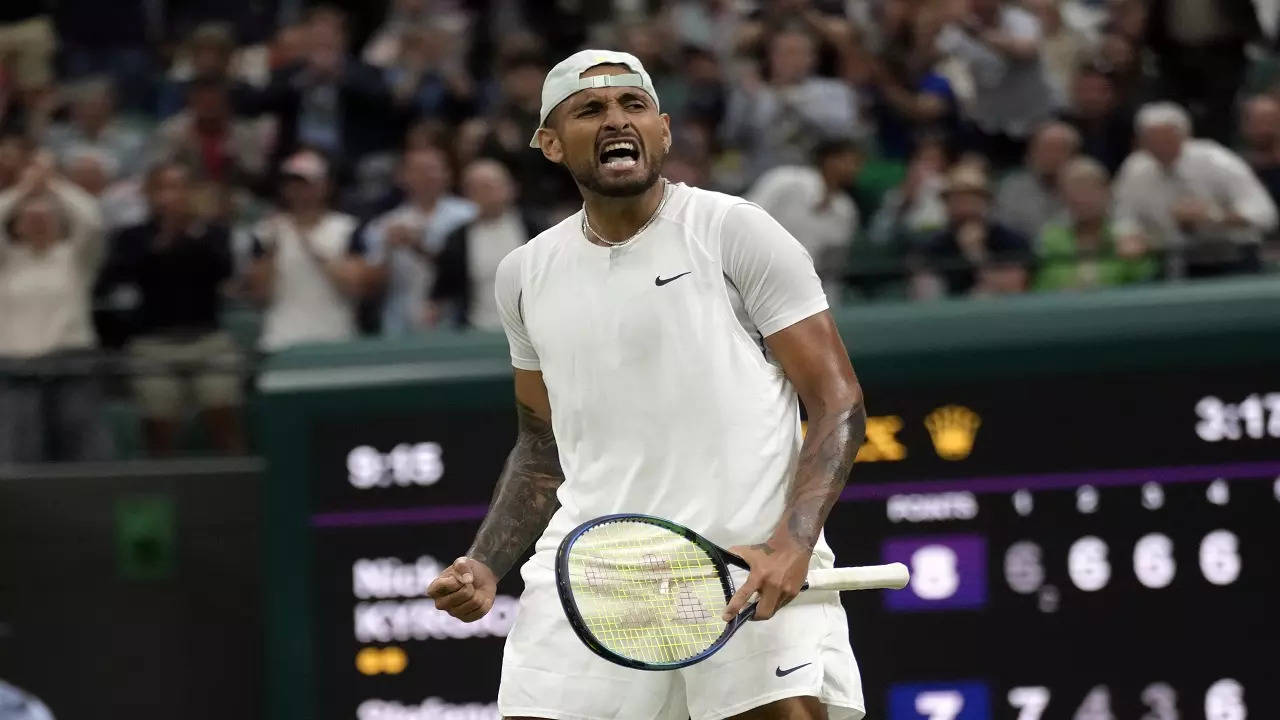 Nick Kyrgios came from behind to win a stormy encounter against Stefanos Tsitsipas at Wimbledon on Saturday after calling for his opponent to be kicked out for hitting a ball into the crowd