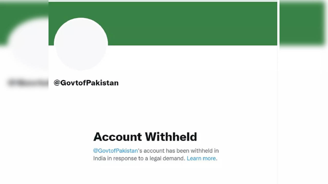 Pakistan government's Twitter handle withheld in India