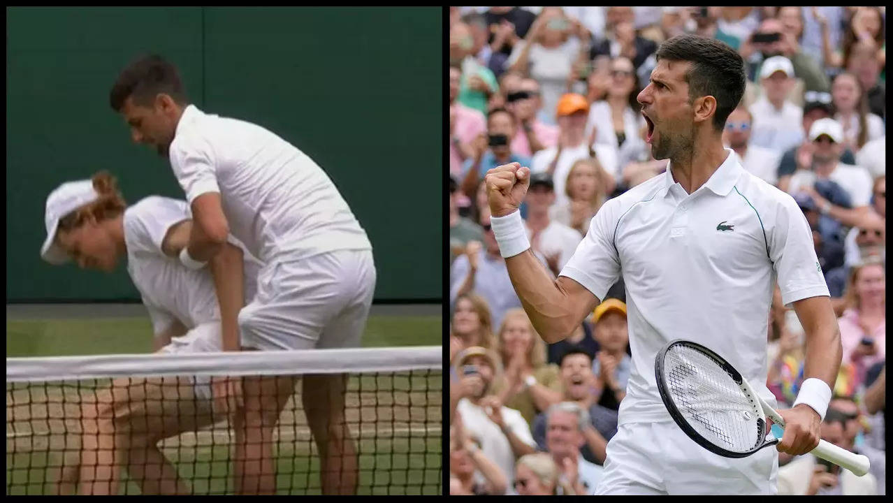 Novak Djokovic received a massive ovation from the crowd when the top seed offered help to Jannik Sinner