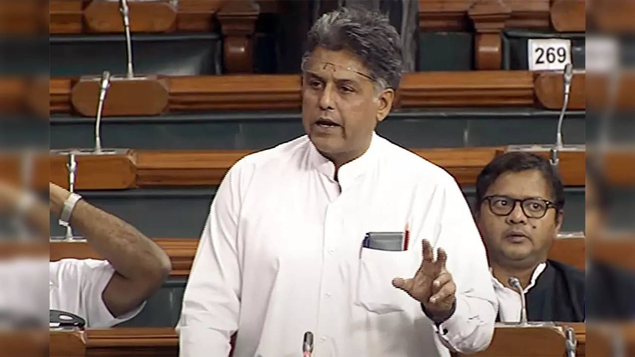 New Delhi, Apr 05 (ANI): Congress MP Manish Tewari speaks in the Lok Sabha durin...