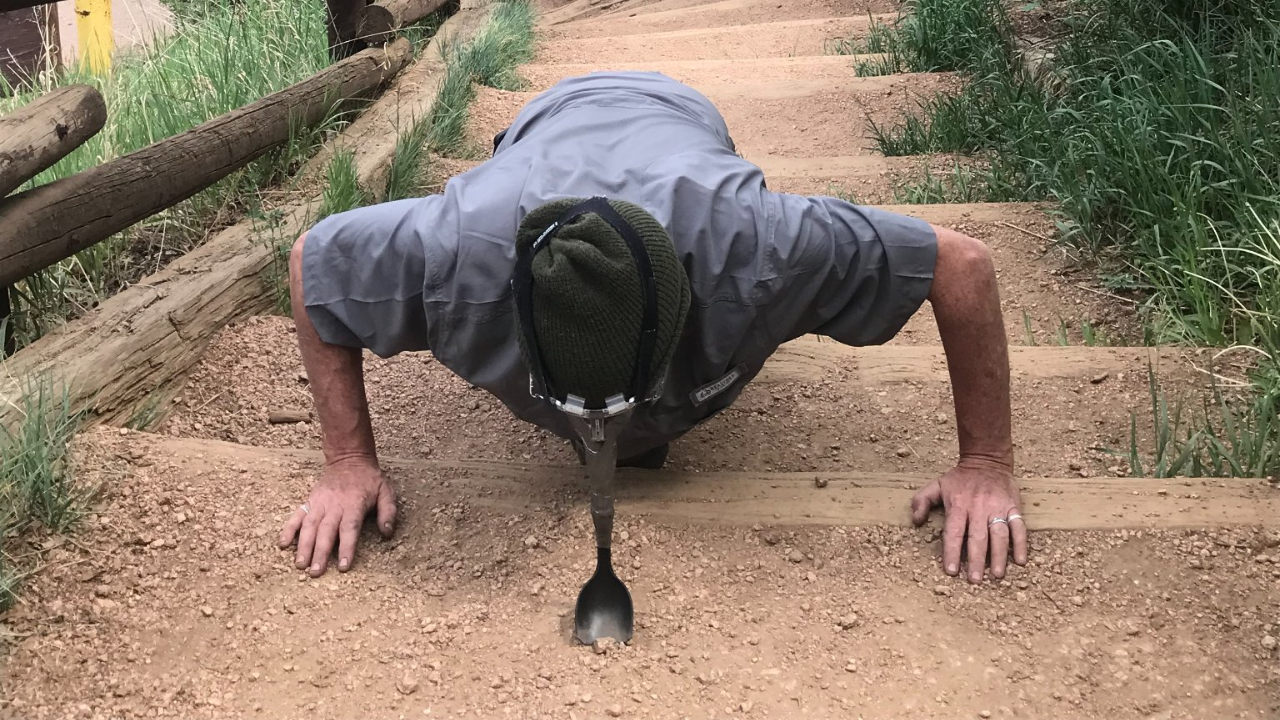 This man is pushing a peanut up 14,000-foot Pikes Peak in US with his nose