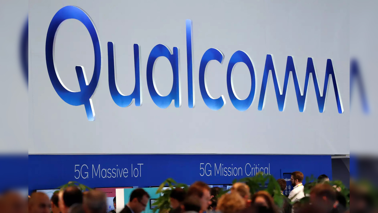 The logo of Qualcomm is seen during the Mobile World Congress in Barcelona