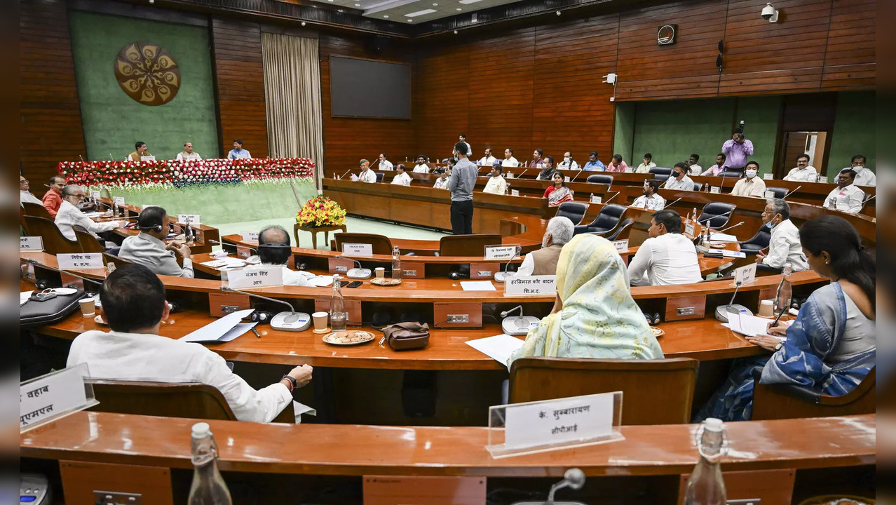 New Delhi: Defence Minister Rajnath Singh chairs an all-party meeting, ahead of ...