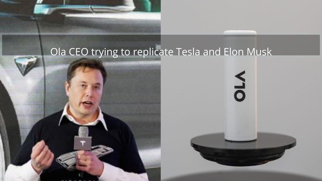 Elon Musk and Ola lithium ion-cell