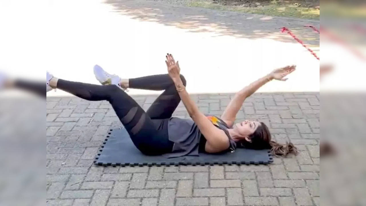 Shilpa Shetty Kundra, in the Instagram video, is seen performing knee push-ups. (Photo credit: Shilpa Shetty Kundra/Instagram)