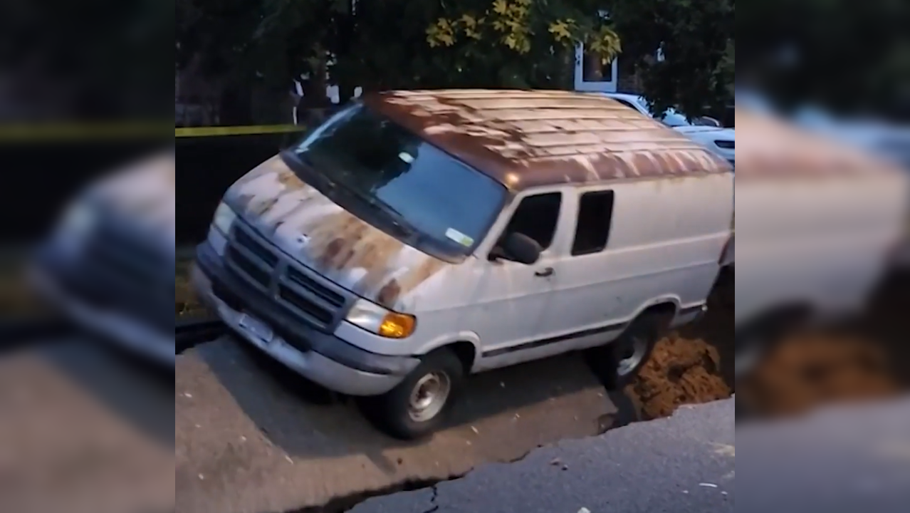 Sinkhole swallows entire van